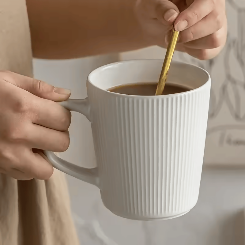 500ml Nordic keramische mok mat reliëf melk koffiekopje met handvat thuiskantoor praktische waterbeker effen kleur gestreepte vorm
